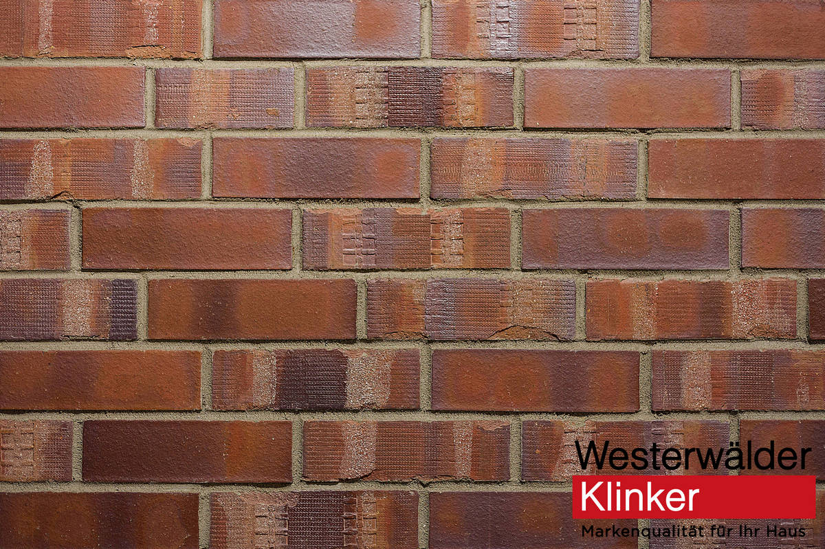 Клинкерная плитка WesterWaelder Klinker для фасада WK04KS Rotbraun-bunt Kohle Spezial, 240*71*15