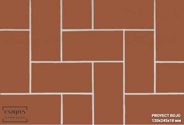 Плитка клинкерная тротуарная PROYECT ROJO, Exagres, 245x120x18 мм