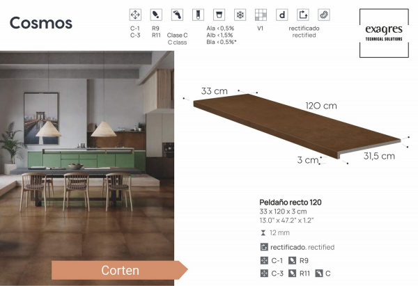 Ступень длинная  Exagres Cosmos Corten, 120 см