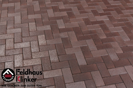 Тротуарный клинкерный кирпич Feldhaus Klinker 409 "gala ferrum", 200*100*52 мм